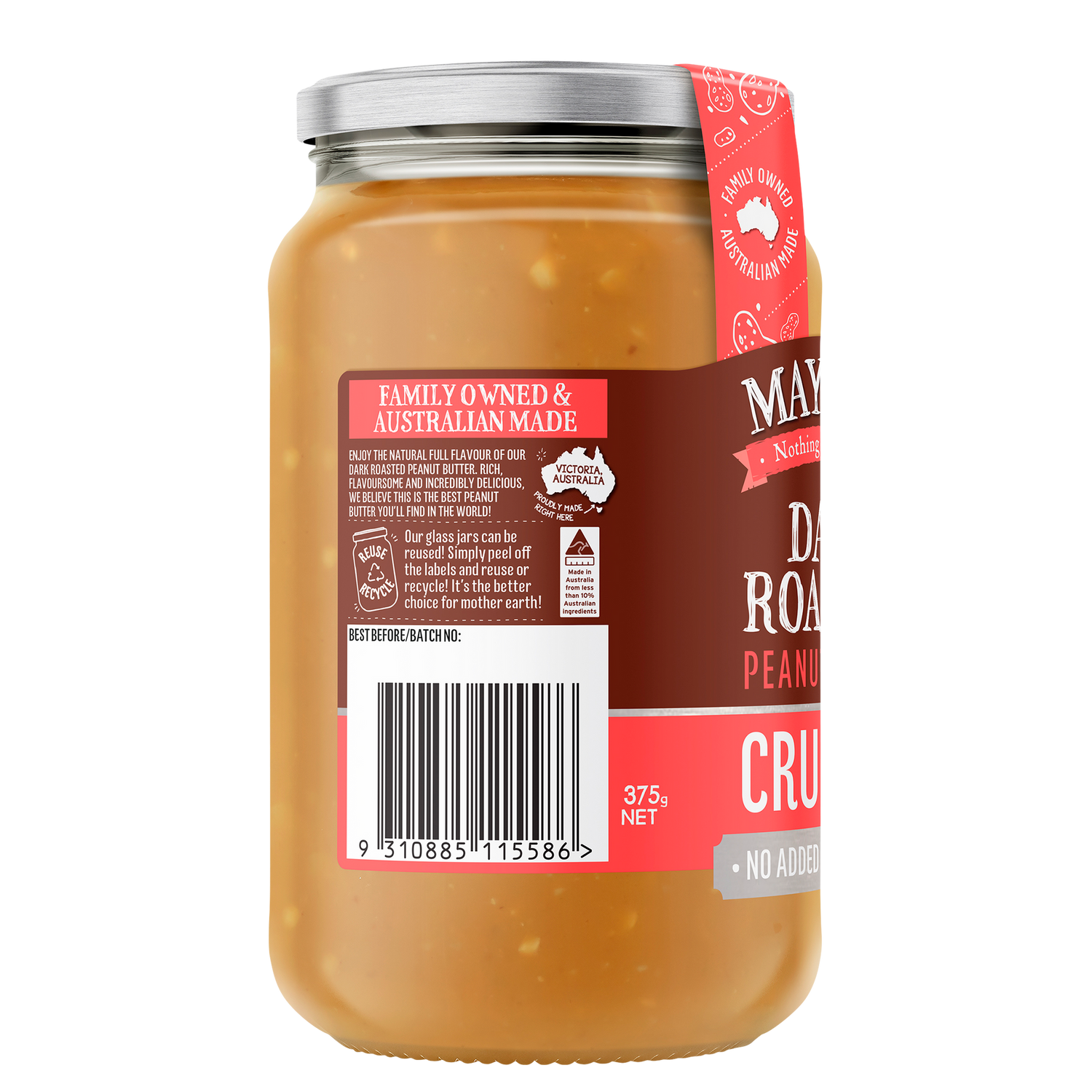 Mayver's Peanut Butter Dark Crunch 375g x6