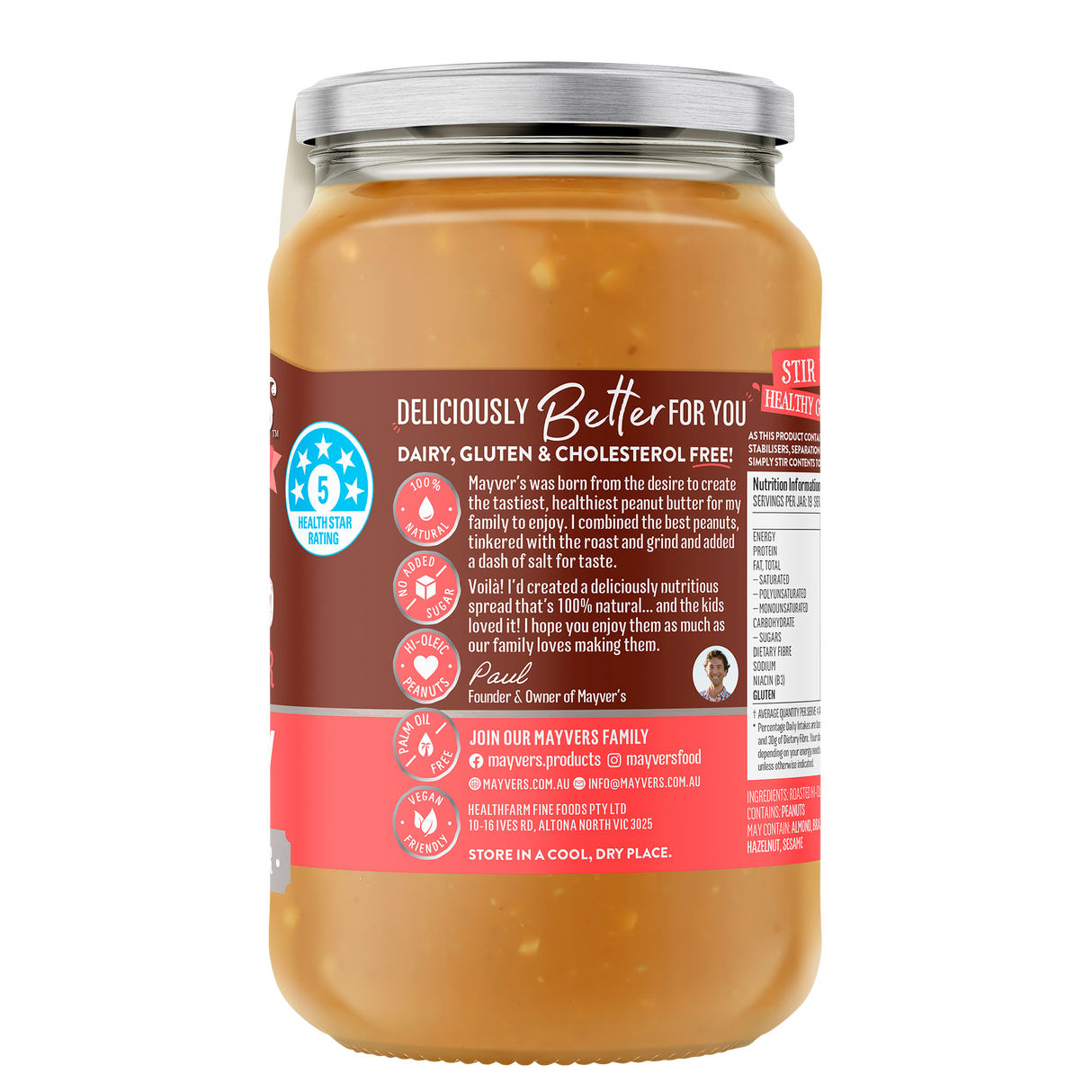 Mayver's Peanut Butter Dark Crunch 375g x6