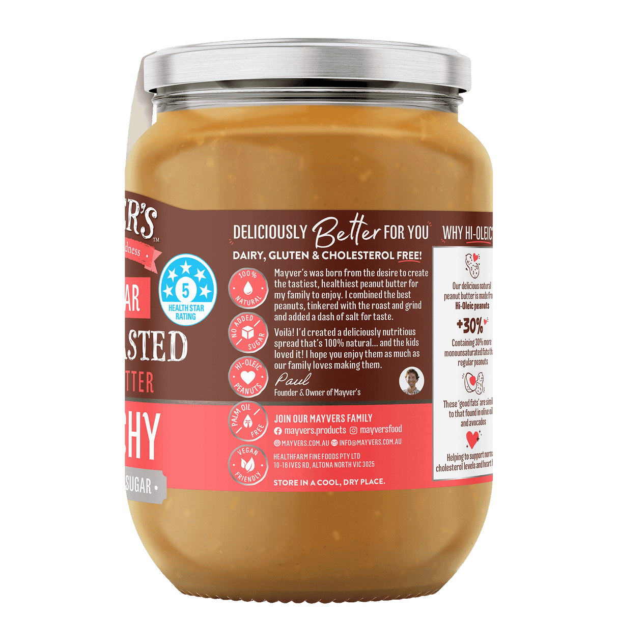 Mayver's Peanut Butter Dark Roast Crunchy 750g x6