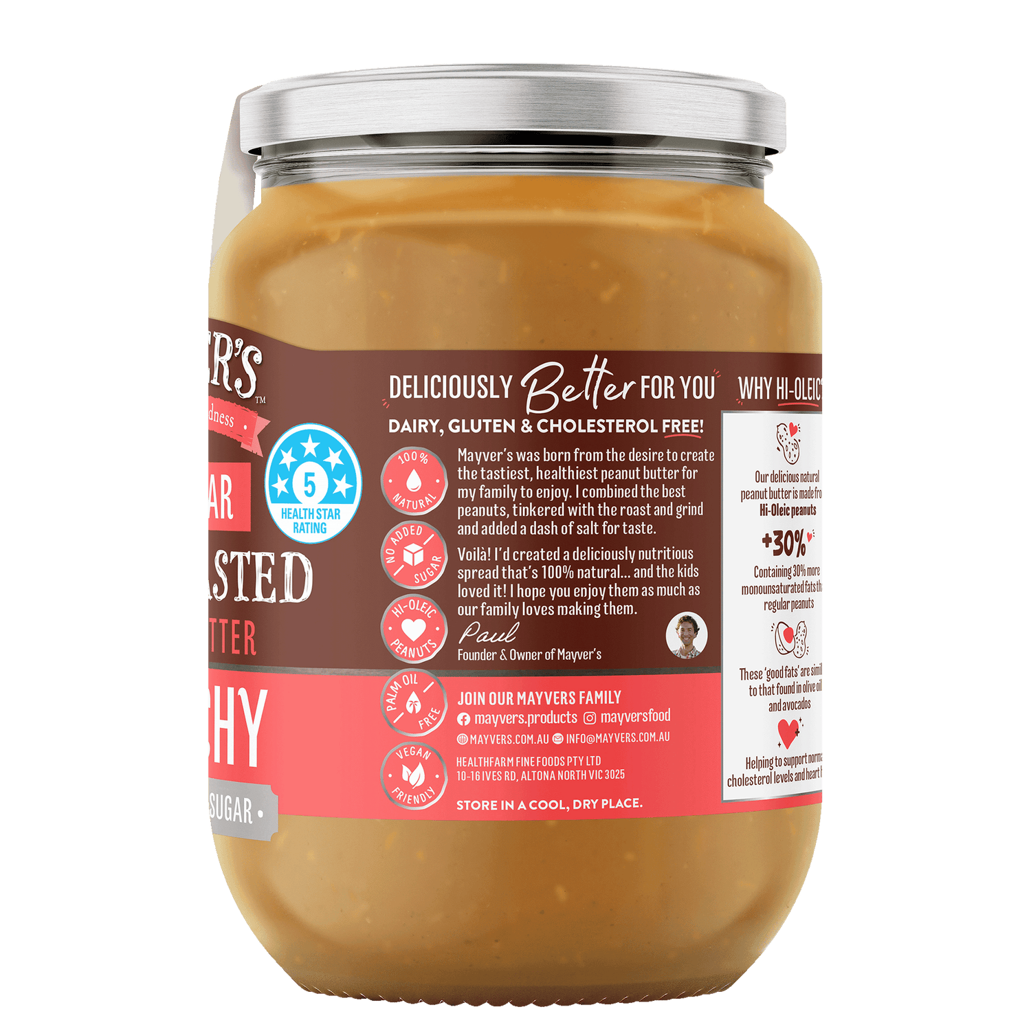 Mayver's Peanut Butter Dark Roast Crunchy 750g x6