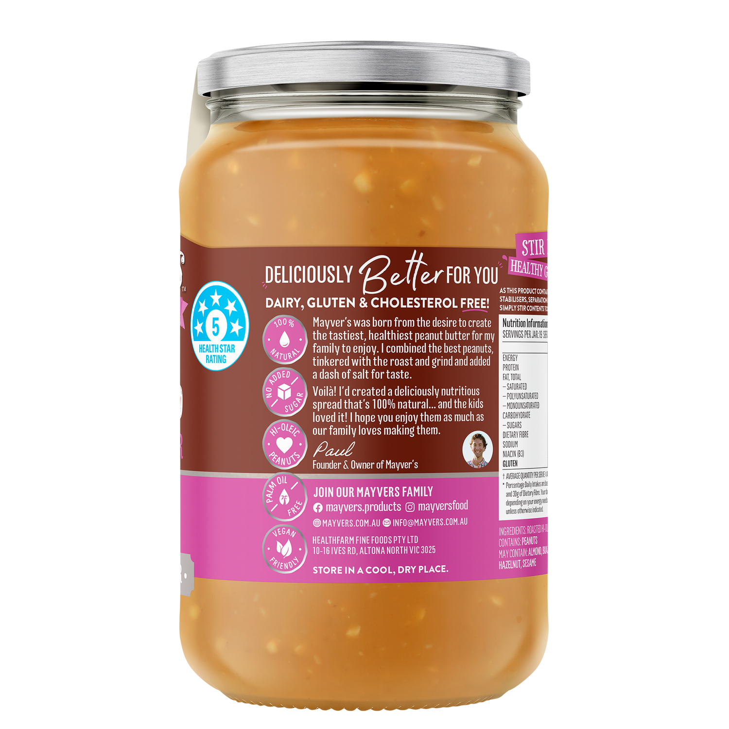 Mayver's Peanut Butter Dark Roast Extra Crunchy 375g x6