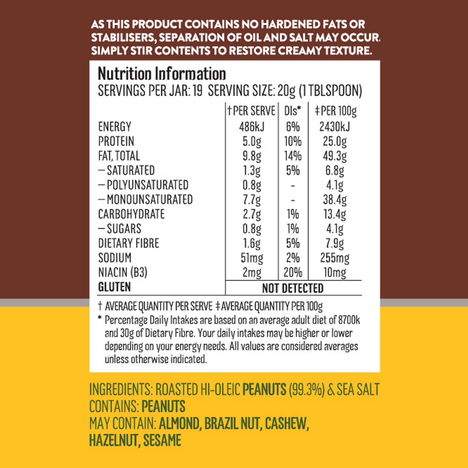 Mayver's Peanut Butter Dark Smooth 375g x6