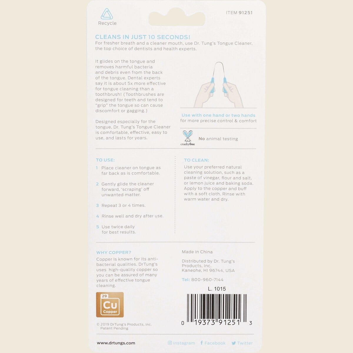 Dr Tung'S Tongue Cleaner Copper Back