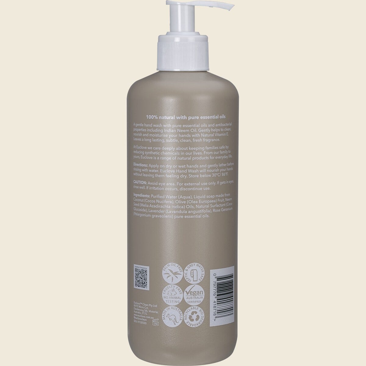 Euclove Hand Wash Lavender & Rose Geranium 500ml