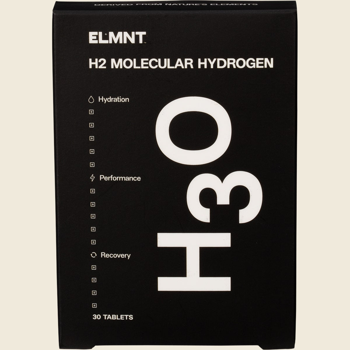 ELMNT H2 Molecular Hydrogen Water Tablets Natural 30 Tabs Front