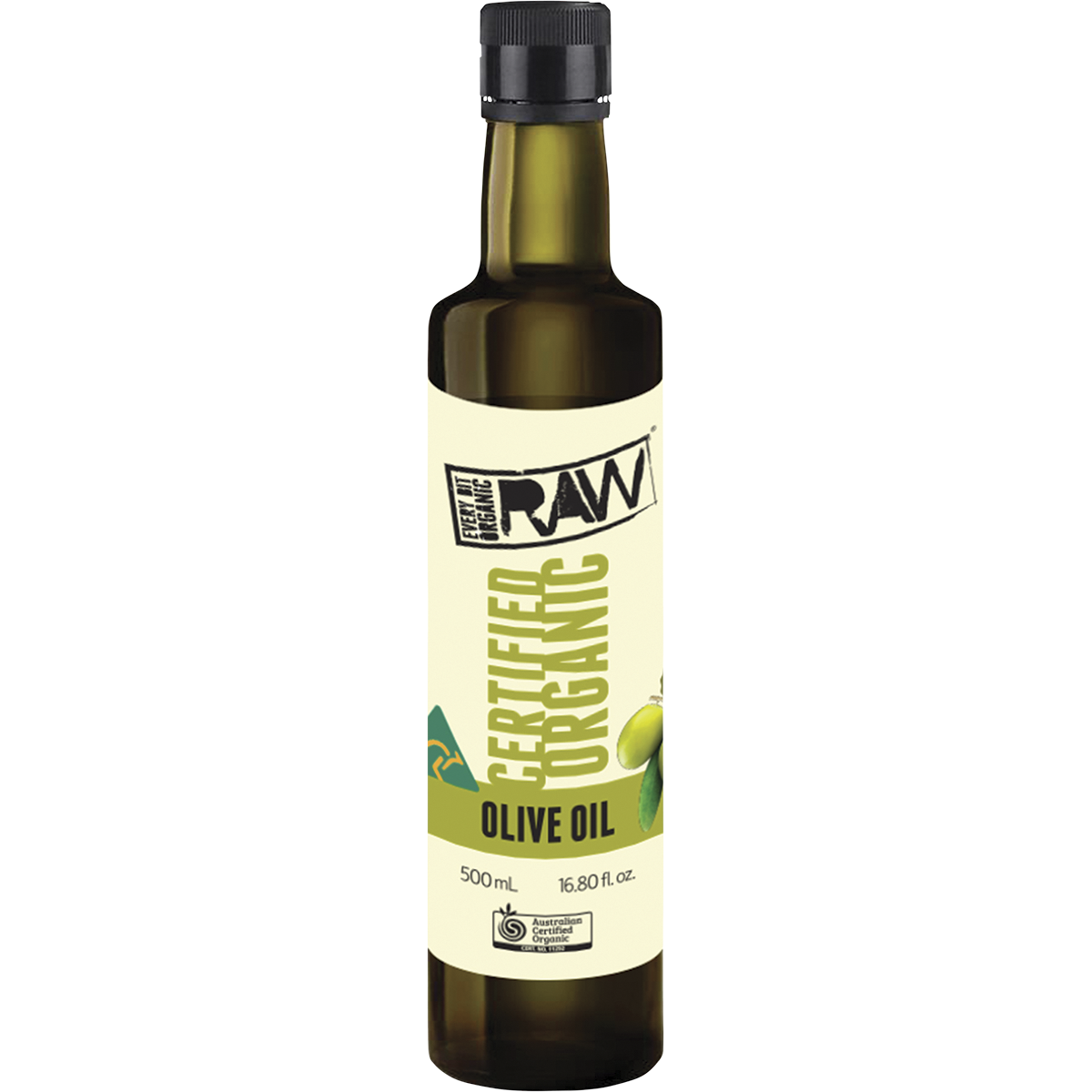 Every Bit Organic Certified Organic Raw Olive Oil 500ml front view