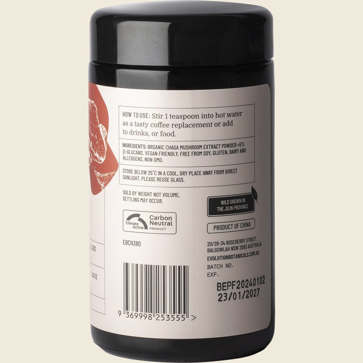 Evolution Botanicals Chaga Extract - Organic 11:1 King Of Mushrooms (Siberian Origin) 80g
