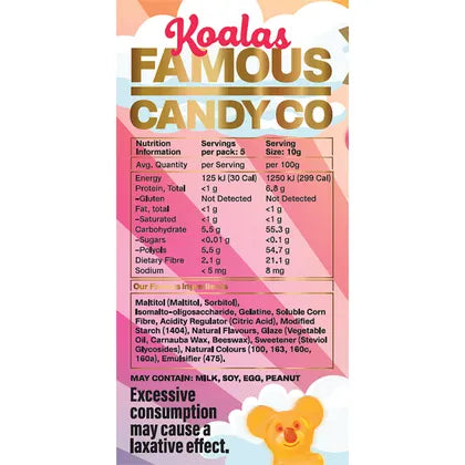 Famous Sugar Free Candy Koala Gummies Mixed Flavours 10x50g