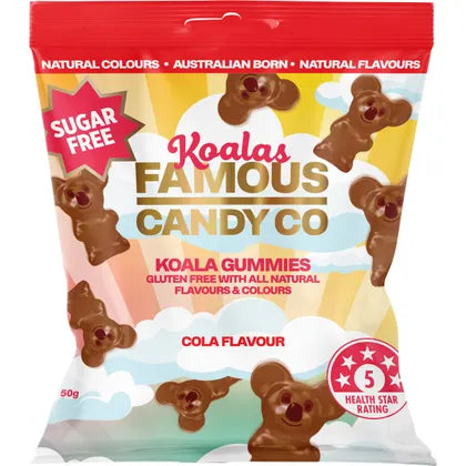 Famous Sugar Free Candy Koala Gummies Cola Flavour 10x50g