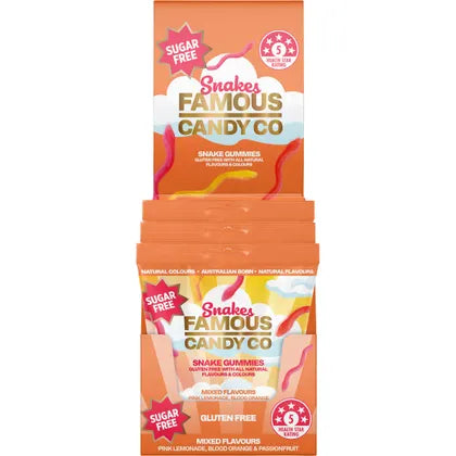 Famous Sugar Free Candy Snake Gummies Mixed Flavours 10x50g