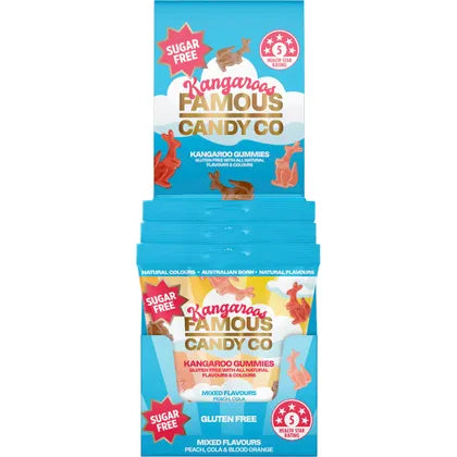 Famous Sugar Free Candy Kangaroo Gummies Mixed Flavours 10x50g