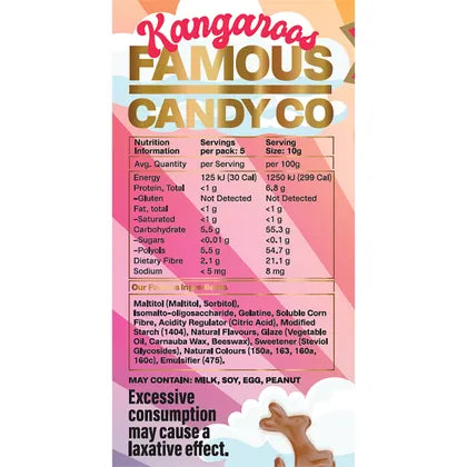 Famous Sugar Free Candy Kangaroo Gummies Mixed Flavours 10x50g