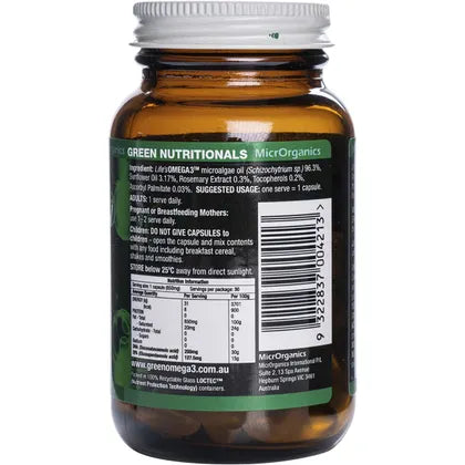 Green Nutritionals Green Omega3 Vegan Capsules (127mg) - 30 Caps