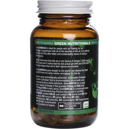 Green Nutritionals Green Omega3 Vegan Capsules (127mg) - 30 Caps