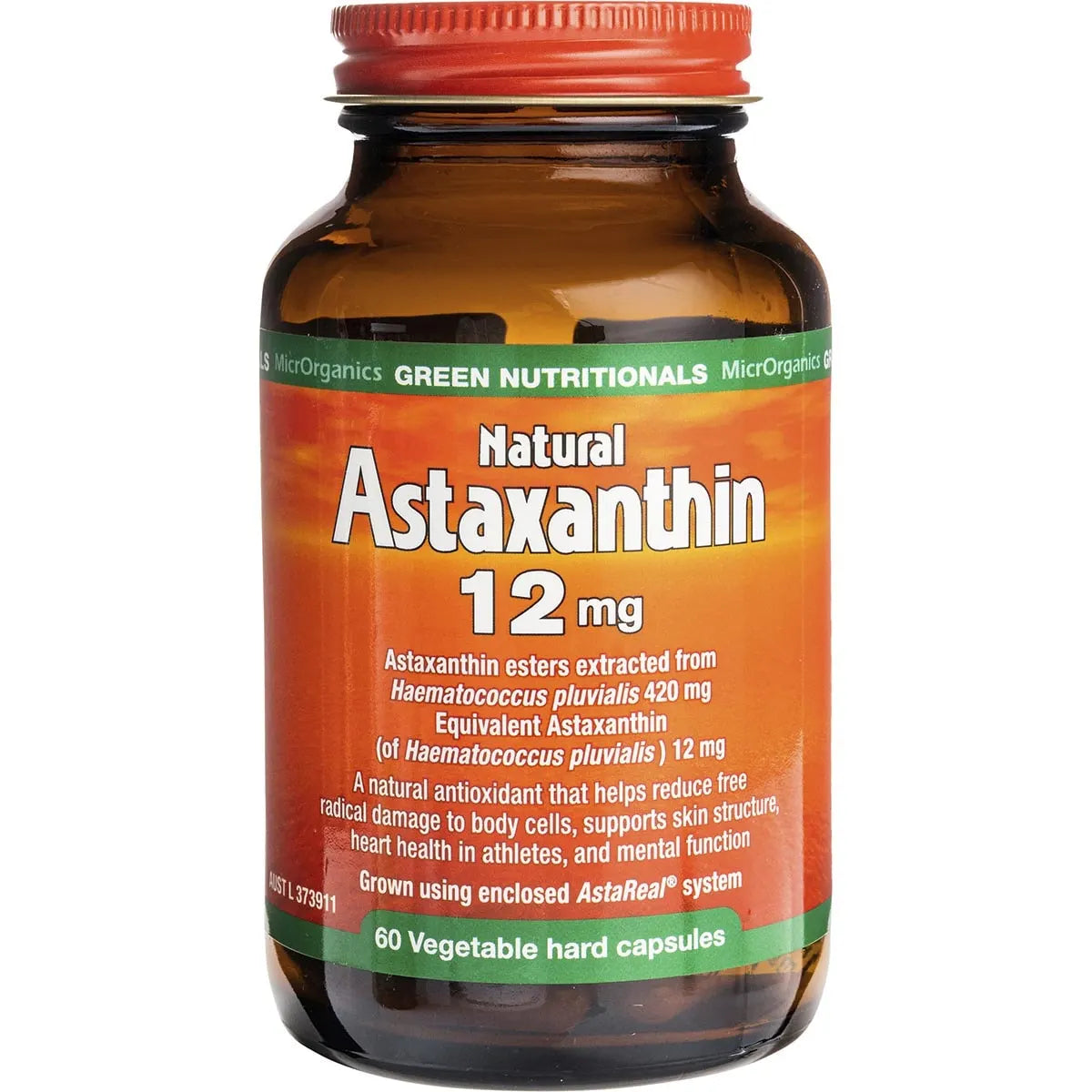 Green Nutritionals Natural Astaxanthin Vegan Caps (12mg) Double Strength 60 caps