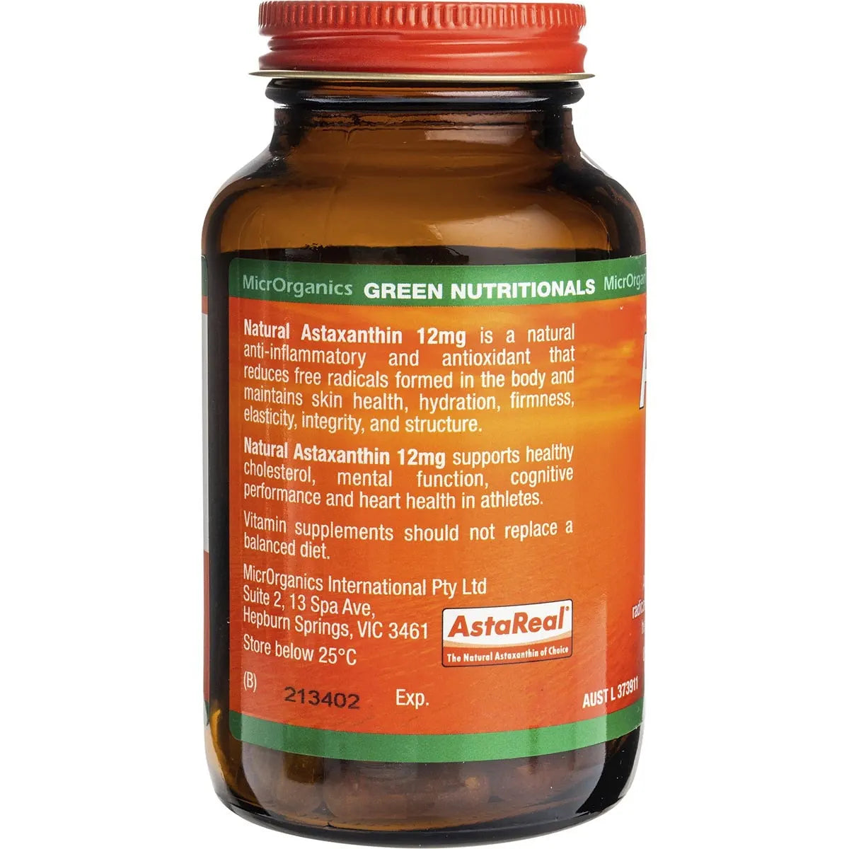 Green Nutritionals Natural Astaxanthin Vegan Caps (12mg) Double Strength 60 caps