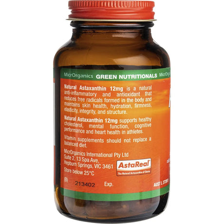 Green Nutritionals Natural Astaxanthin Vegan Caps (12mg) Double Strength 60 caps