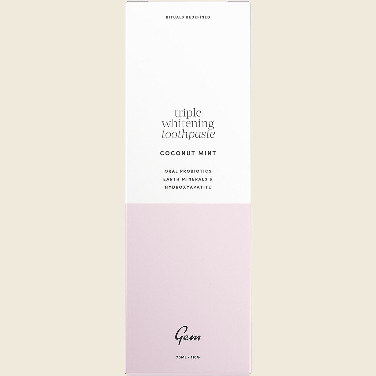 Gem Toothpaste Triple Whitening Coconut Mint 110g (Fluoride Free)