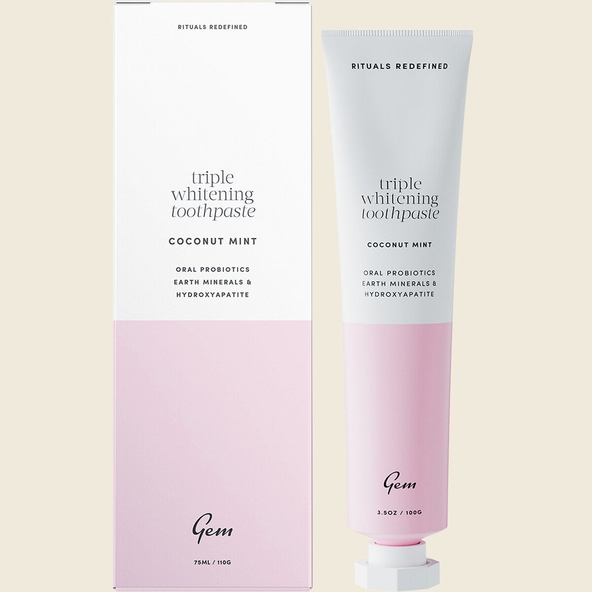 Gem Toothpaste Triple Whitening Coconut Mint 110g (Fluoride Free)