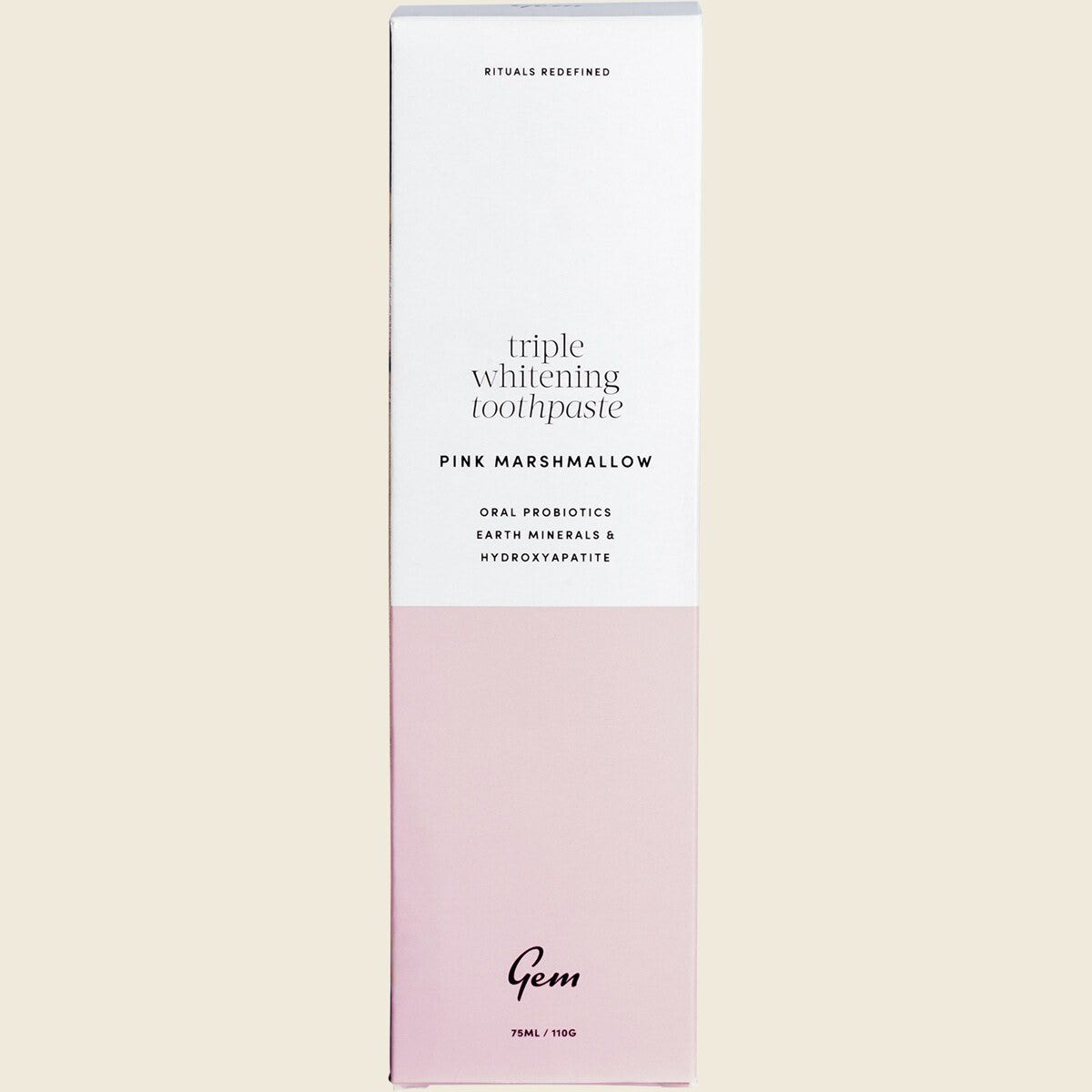 Gem Toothpaste Triple Whitening Pink Marshmallow 110g (Fluoride Free)