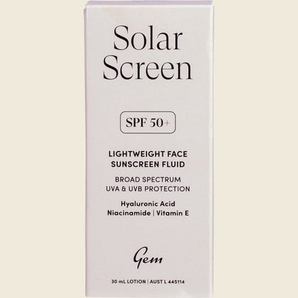 GEM Solar Screen SPF50+ Lightweight Face Sunscreen Fluid 30ml