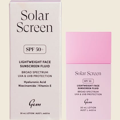GEM Solar Screen SPF50+ Lightweight Face Sunscreen Fluid 30ml