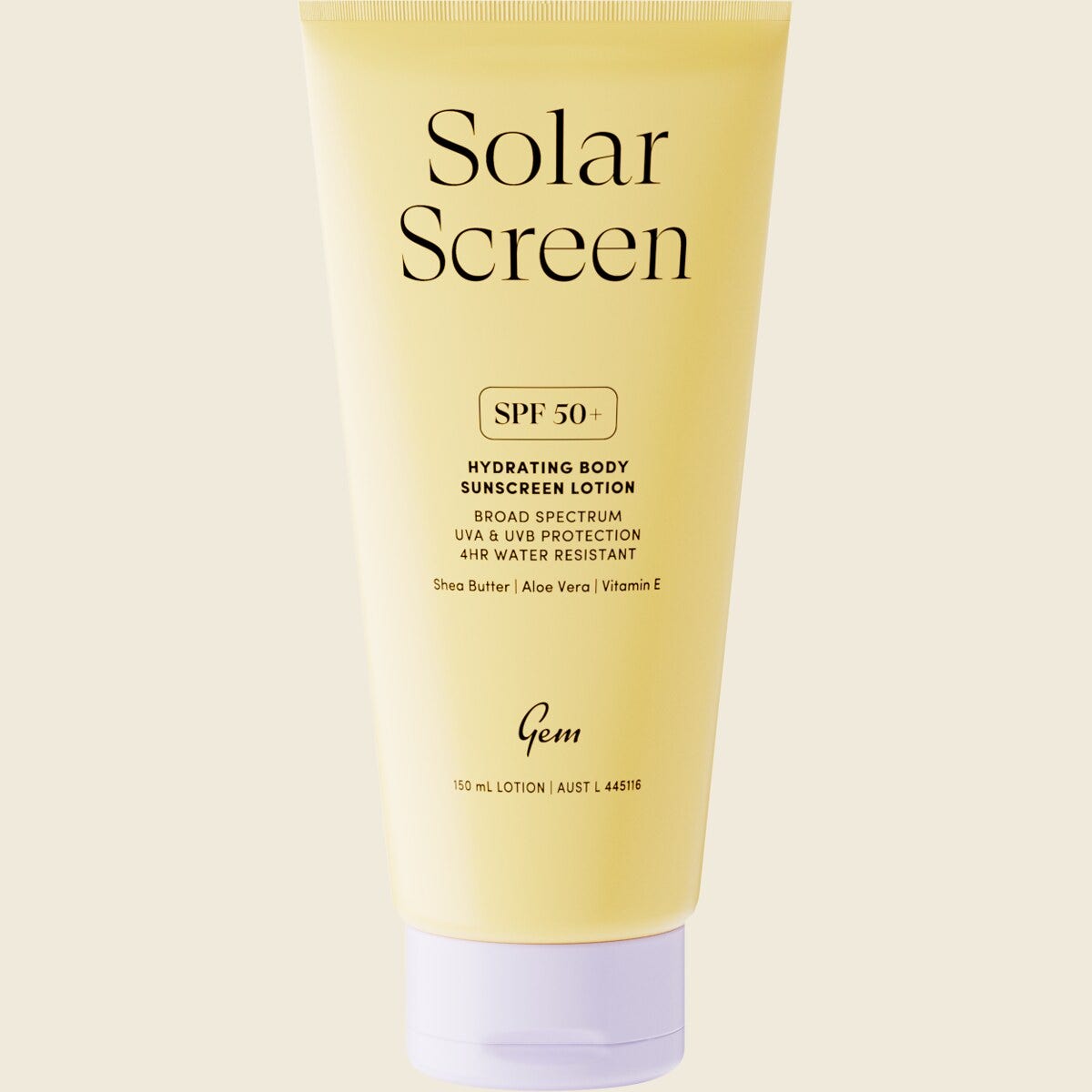 GEM Solar Screen SPF50+ Hydrating Body Sunscreen Lotion 150ml
