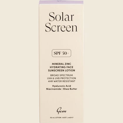 GEM Solar Screen SPF50+ Mineral Zinc Hydrating Face Lotion 50ml