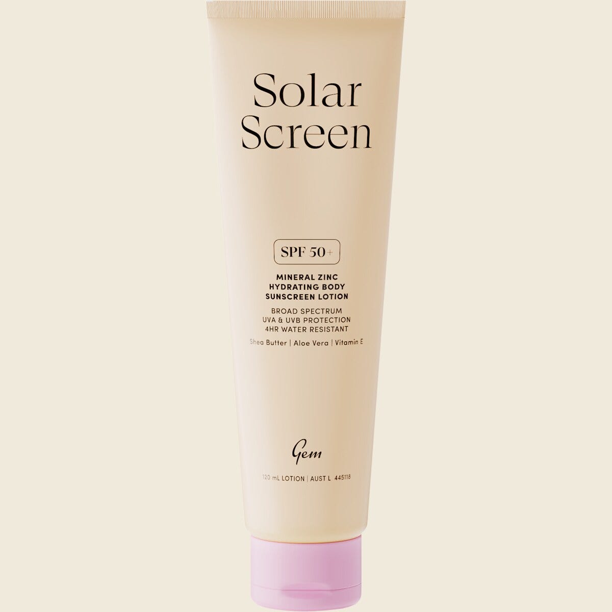 GEM Solar Screen SPF50+ Mineral Zinc Hydrating Body Lotion 120ml