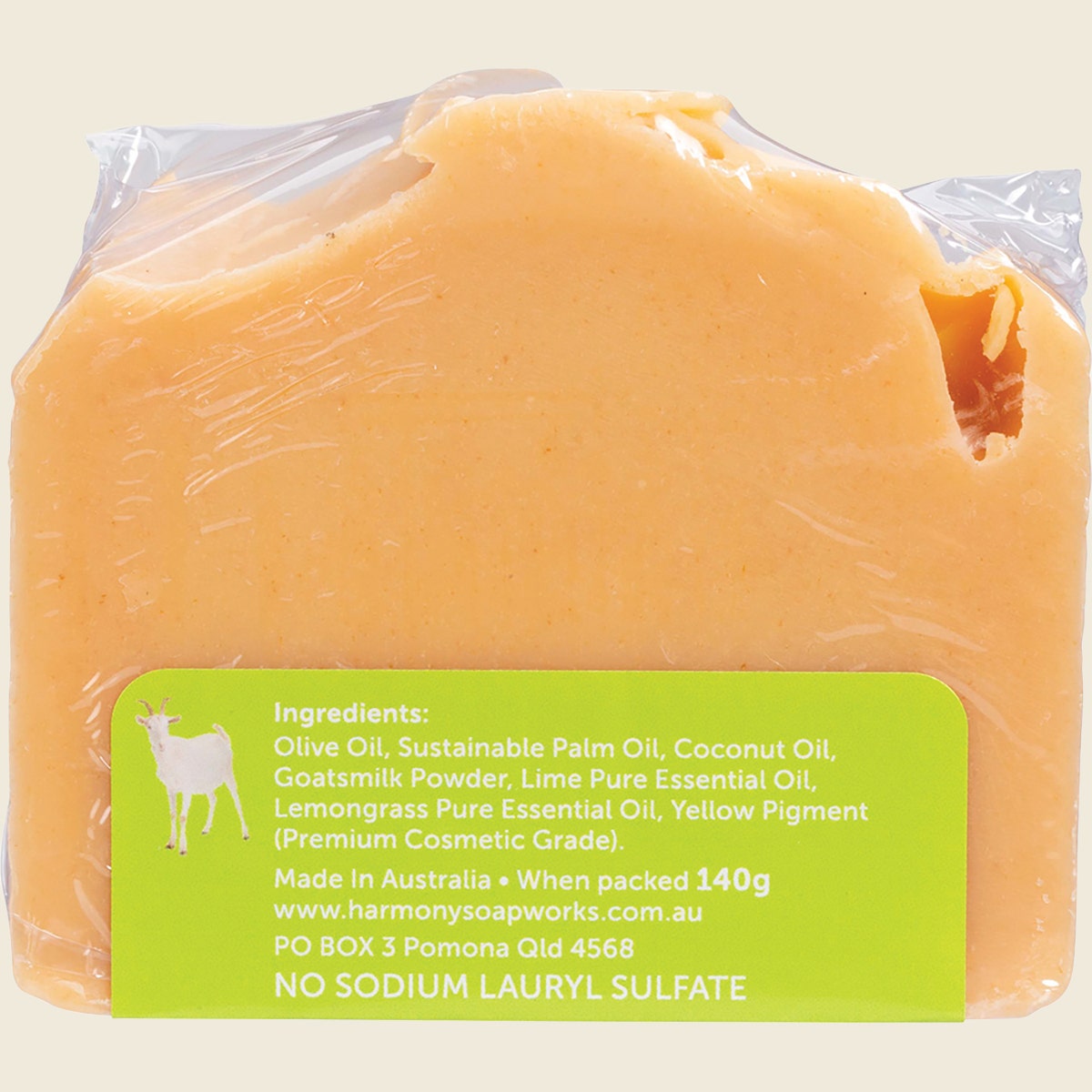 Harmony Soapworks Lime & Lemongrass Goat's Milk Soap 140g back
