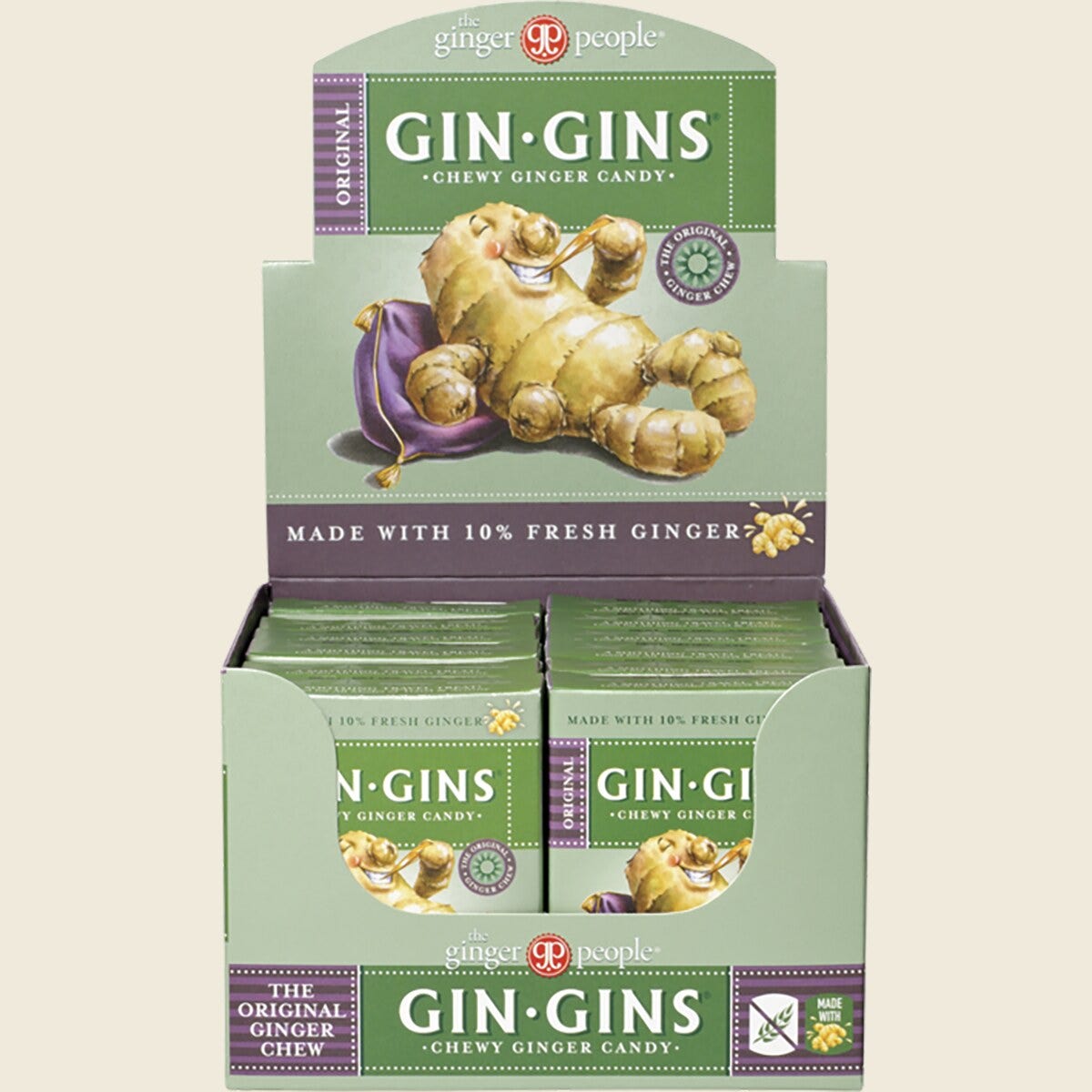 The Ginger People Gin Gins Ginger Candy Chewy Original 42g Pack of 12 Display