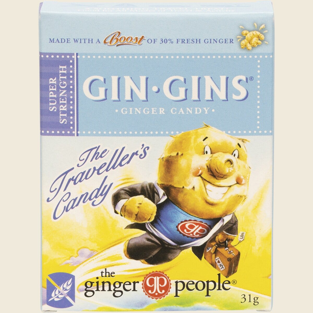 The Ginger People Gin Gins Ginger Candy Super Strength 12 x 31g Front