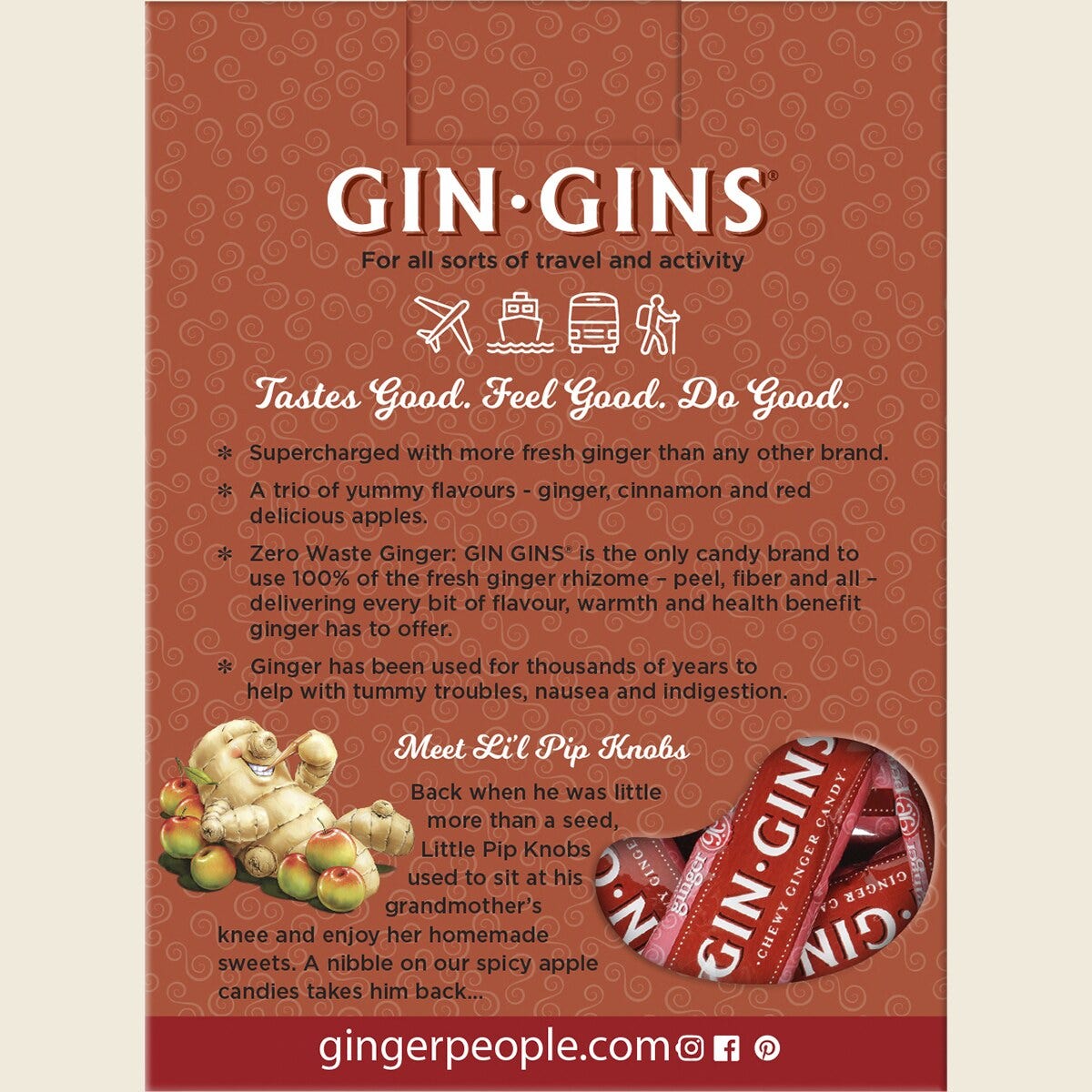 The Ginger People Gin Gins Ginger Candy Chews Spicy Apple 12 x 84g Back