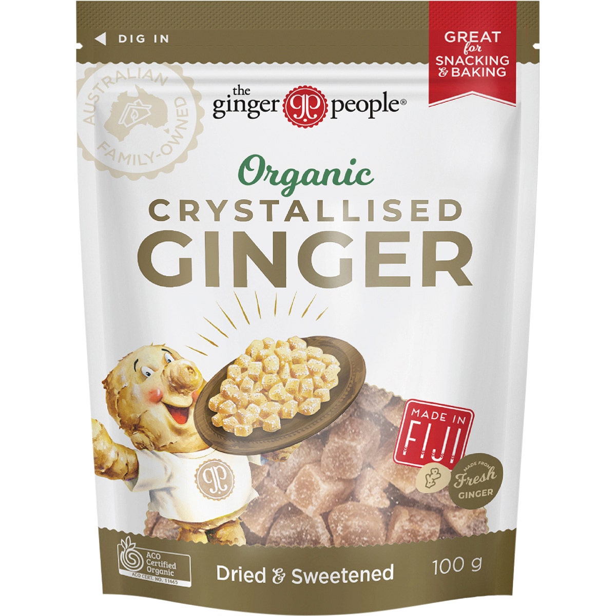 The Ginger People Organic Crystallised Ginger 100g
