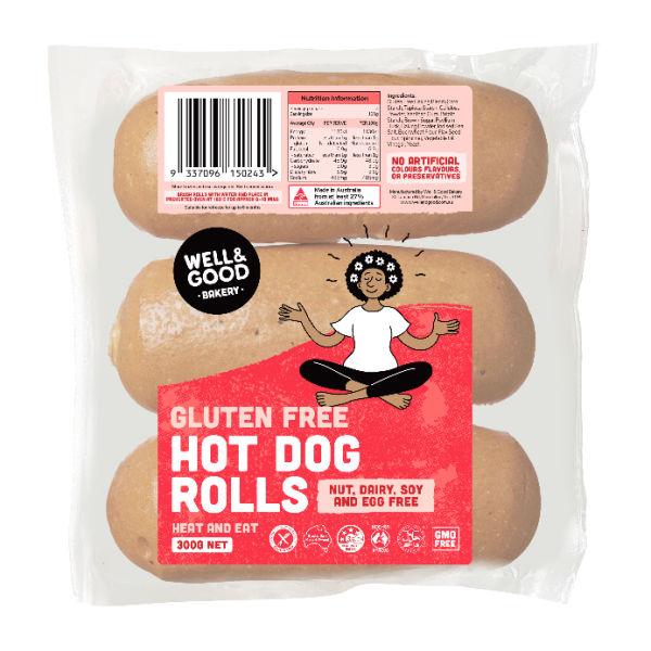 Well & Good Gluten Free Hot Dog Rolls 300g