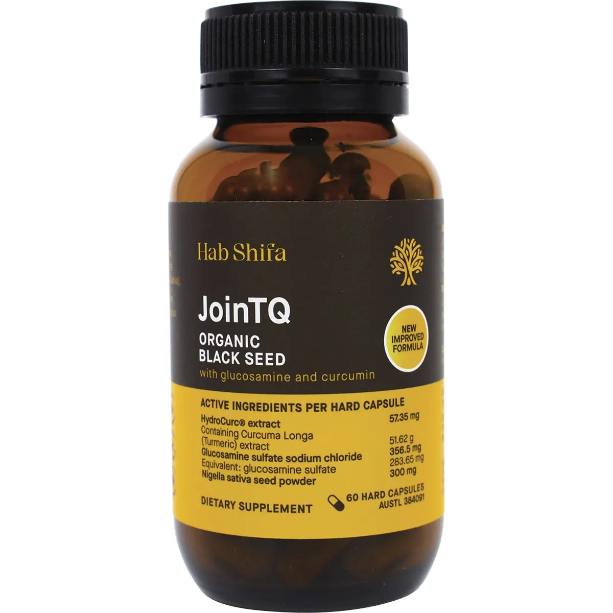 Hab Shifa JoinTQ+ Organic Black Seed Oil With Glucosamine & Curcumin Vegecaps 60