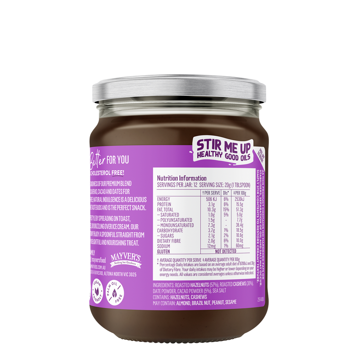 Mayver's Hazelnut Cacao & Cashew Butter 240g x 6
