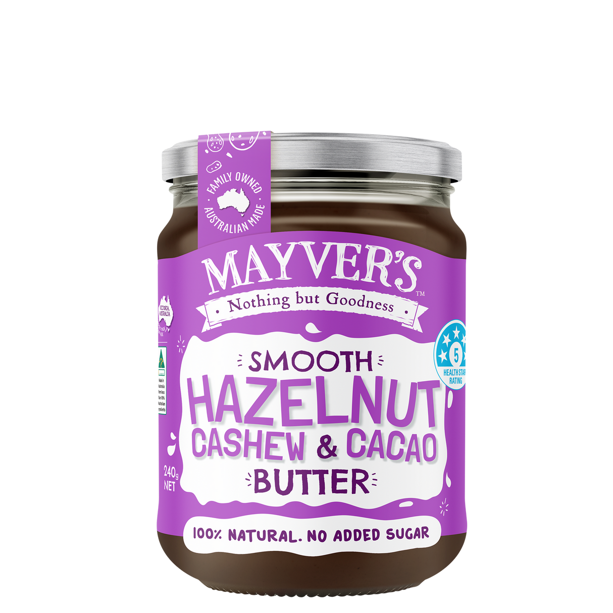 Mayver's Hazelnut Cacao & Cashew Butter 240g x 6