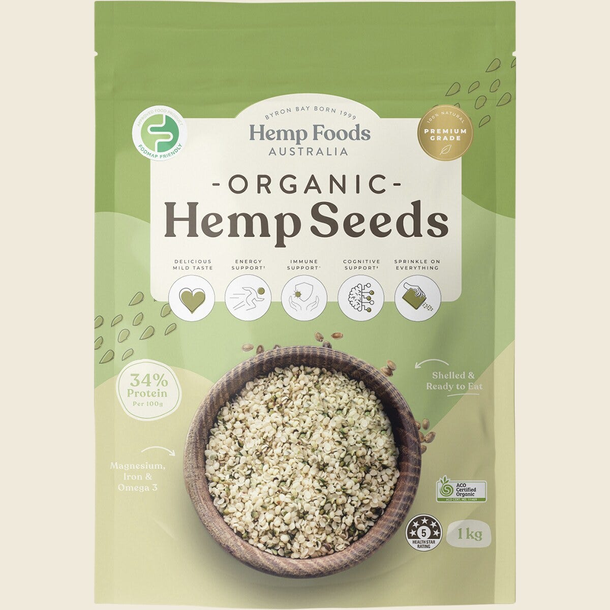 Hemp Foods Australia Hemp Seeds Hulled 1kg front