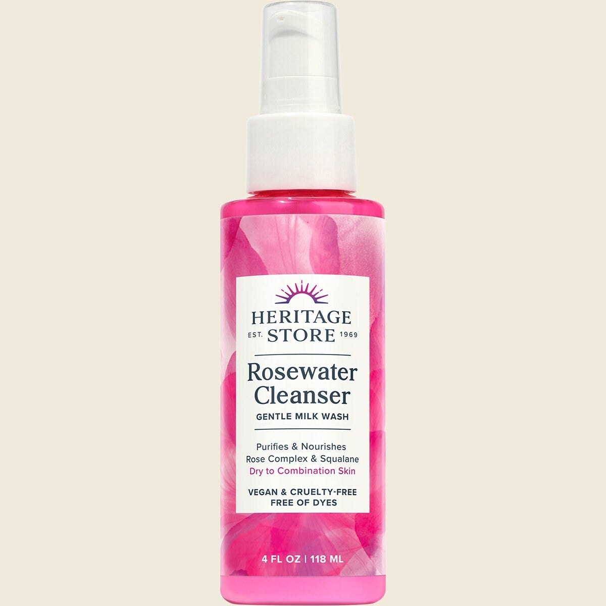 Heritage Store Rosewater Cleanser Dry to Combination Skin 118ml