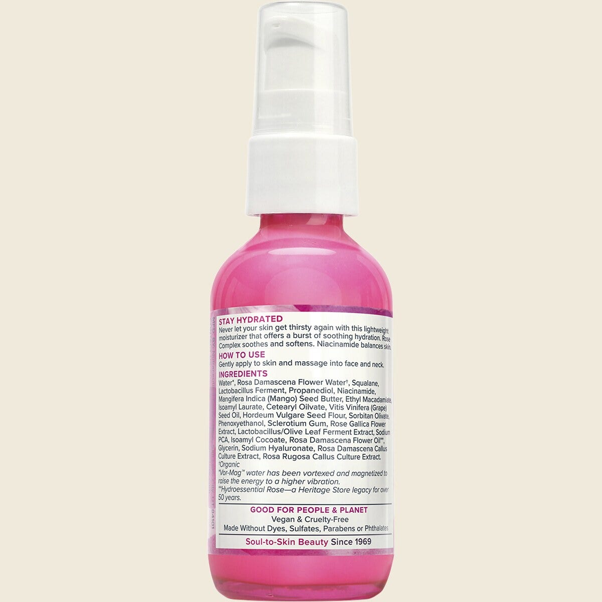 Heritage Store Rosewater Moisturiser Dry to Combination Skin 58ml