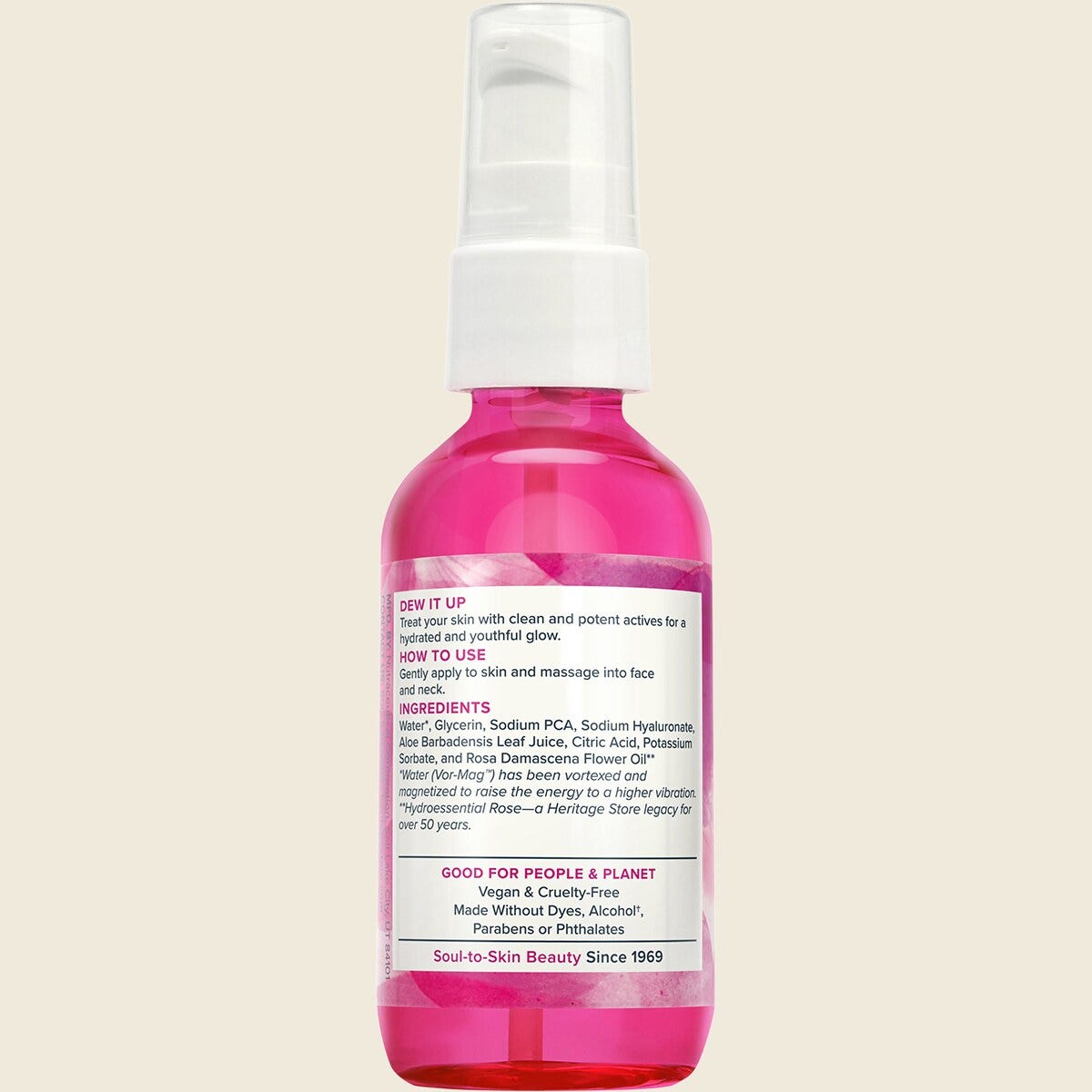 Heritage Store Rosewater Serum 1% Hyaluronic Dry to Combination Skin 59ml