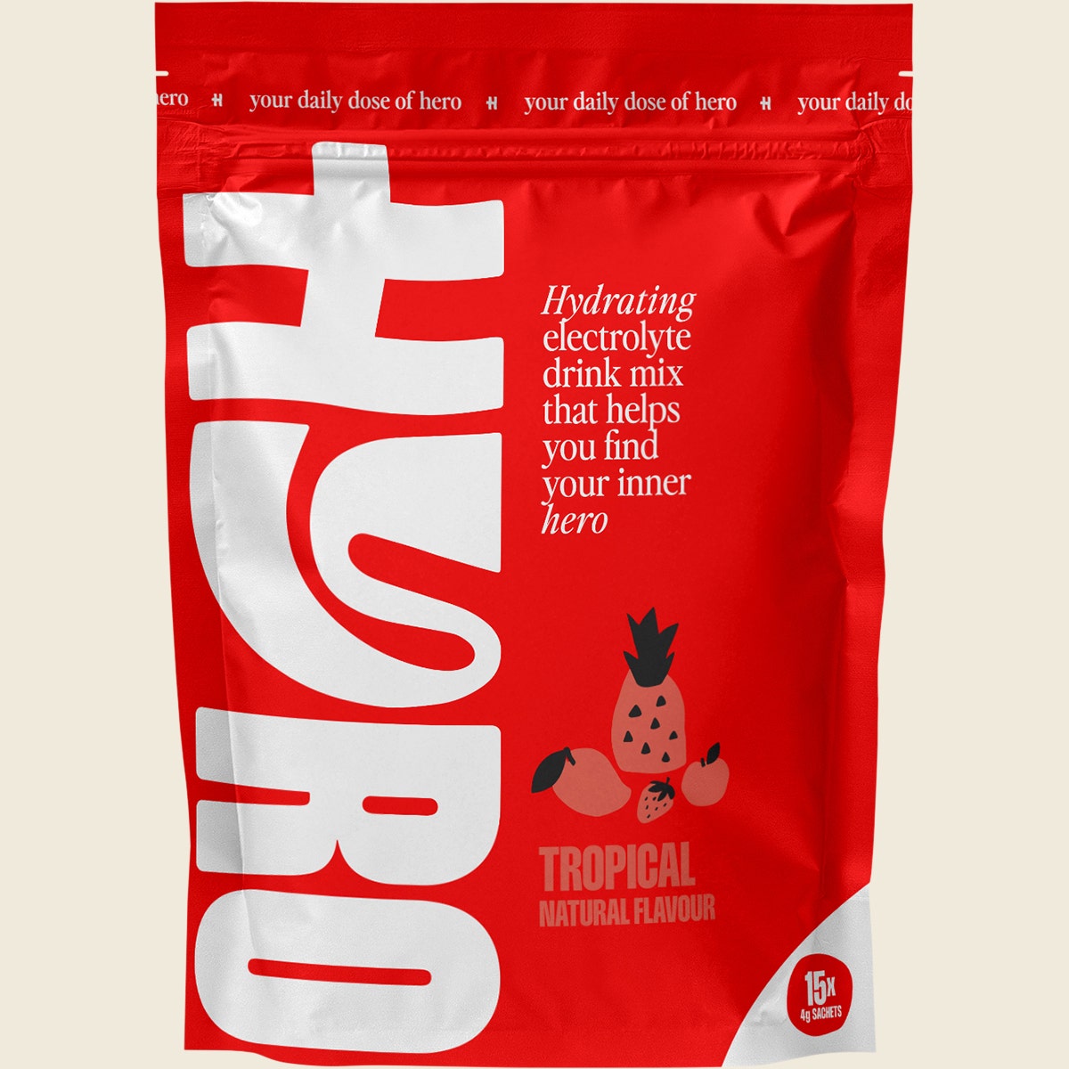 Hyro Electrolyte Sachets Tropical Hasta 4g 15-pack Front
