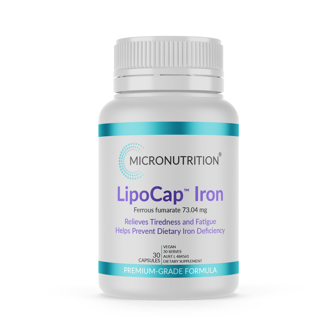 Micronutrition LipoCap Iron 30 Vege Caps Front