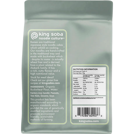 King Soba Organic Buckwheat Ramen Noodles 280g