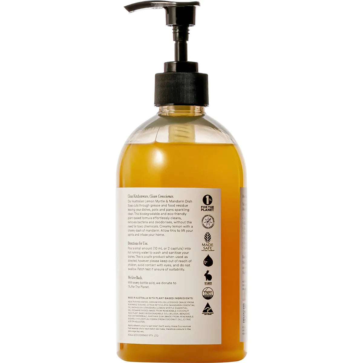 Koala Eco All Natural Dish Soap Lemon Myrtle & Mandarin - 500ml