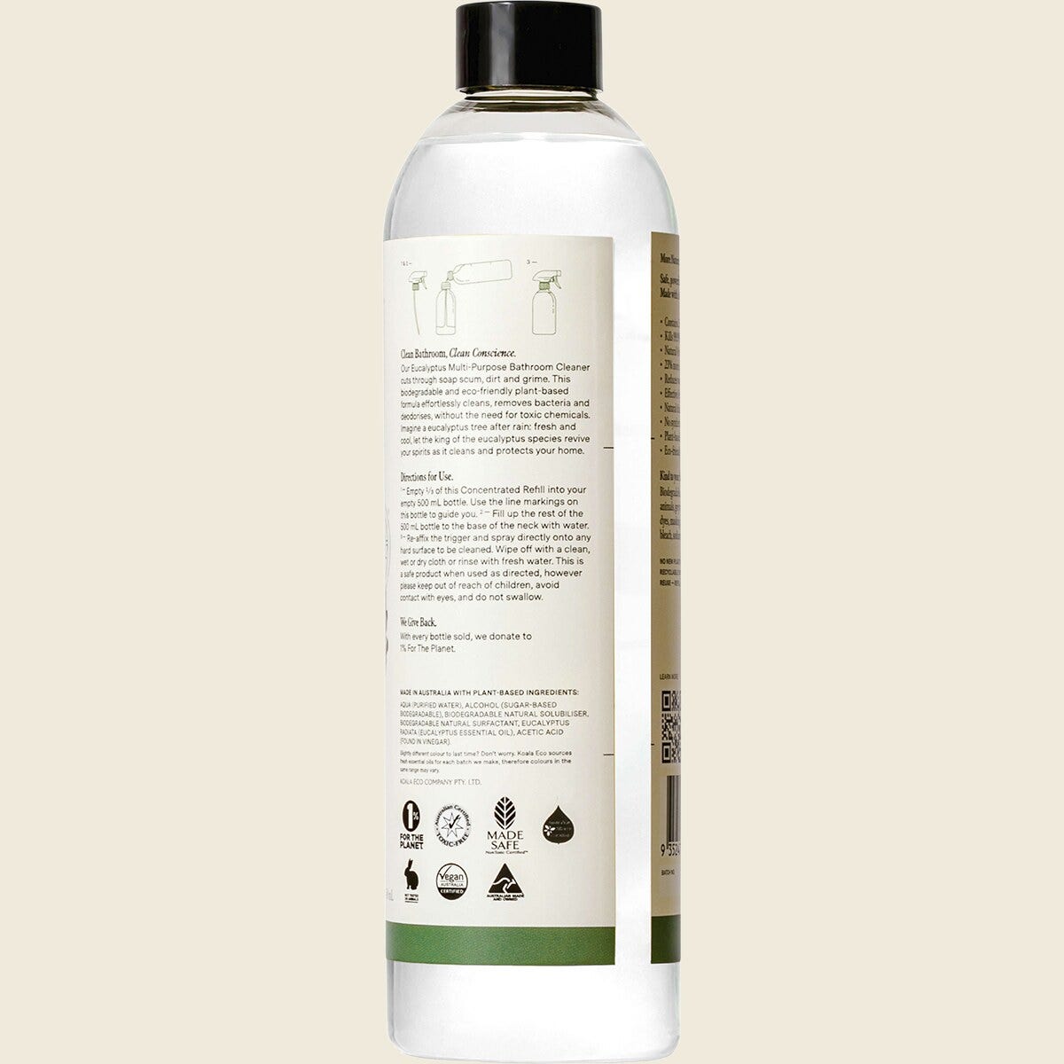 Koala Eco Multi Purpose Bathroom Cleaner Eucalyptus Concentrate 500ml Side