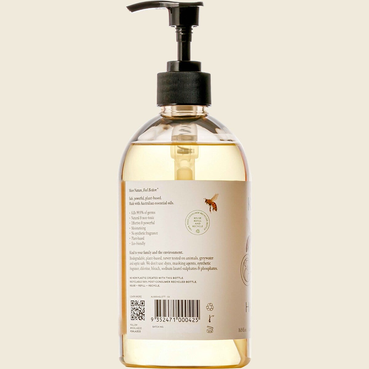 Koala Eco Hand Sanitiser Lemon Scented Tea Tree 500ml Back