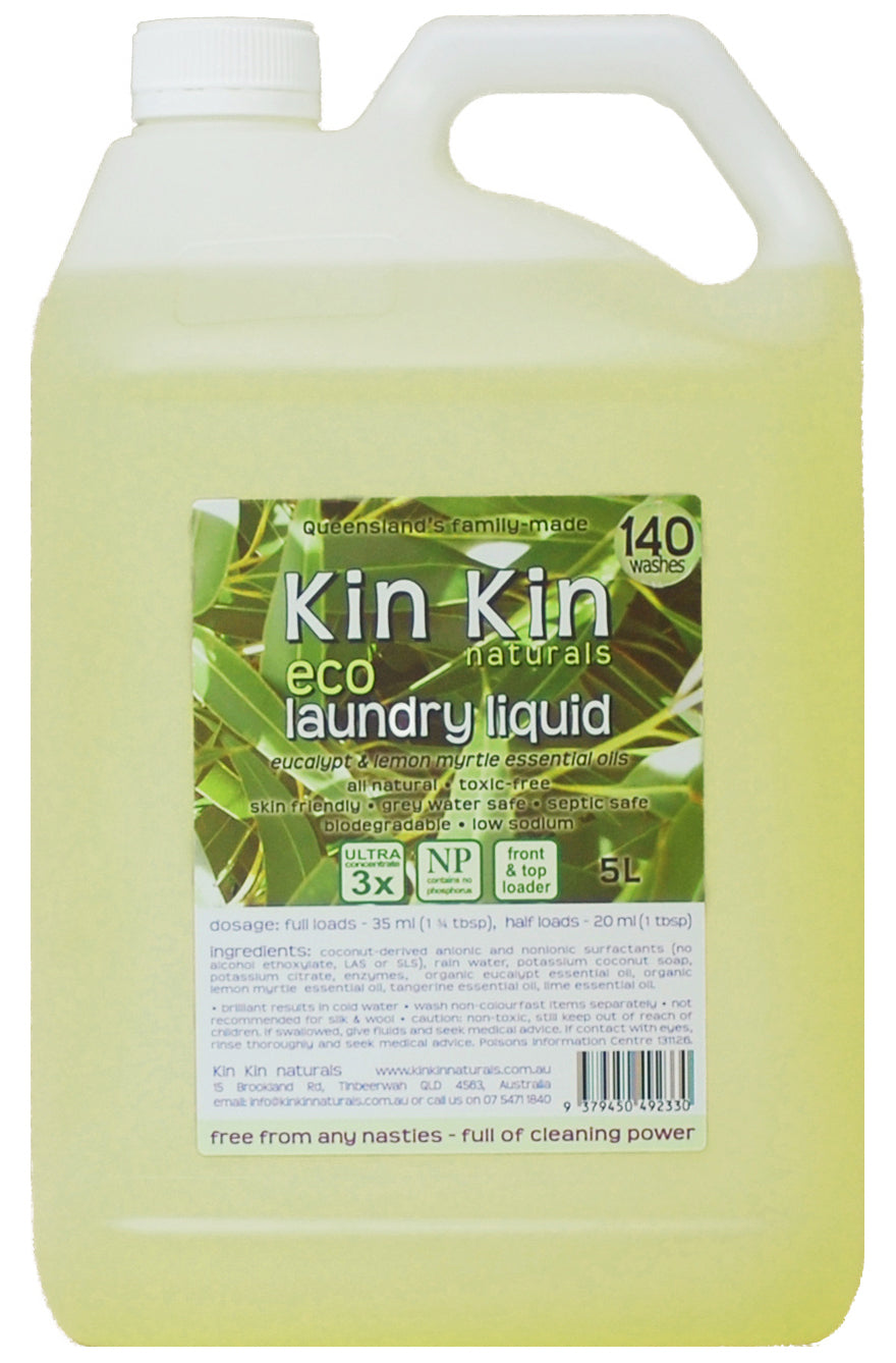 Kin Kin Naturals Eco Laundry Liquid - Euca & Lemon Myrtle 5L
