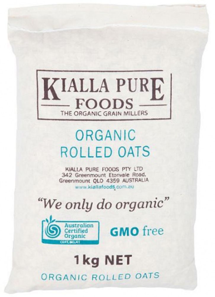 Kialla Organic Rolled Oats 1kg Front